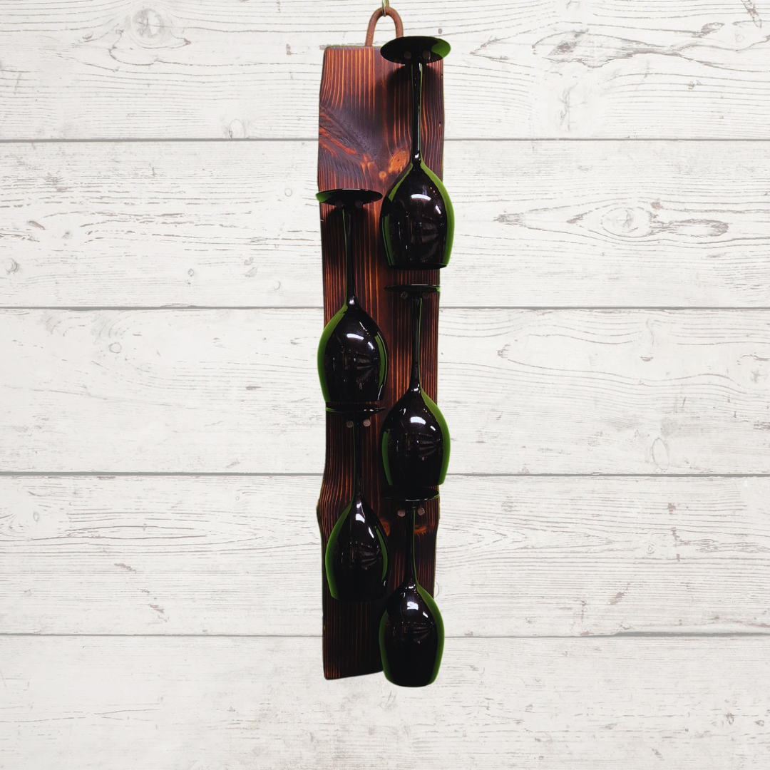 Handgjord Vinglas / Ölglashållare I Naturträ Vägghängd