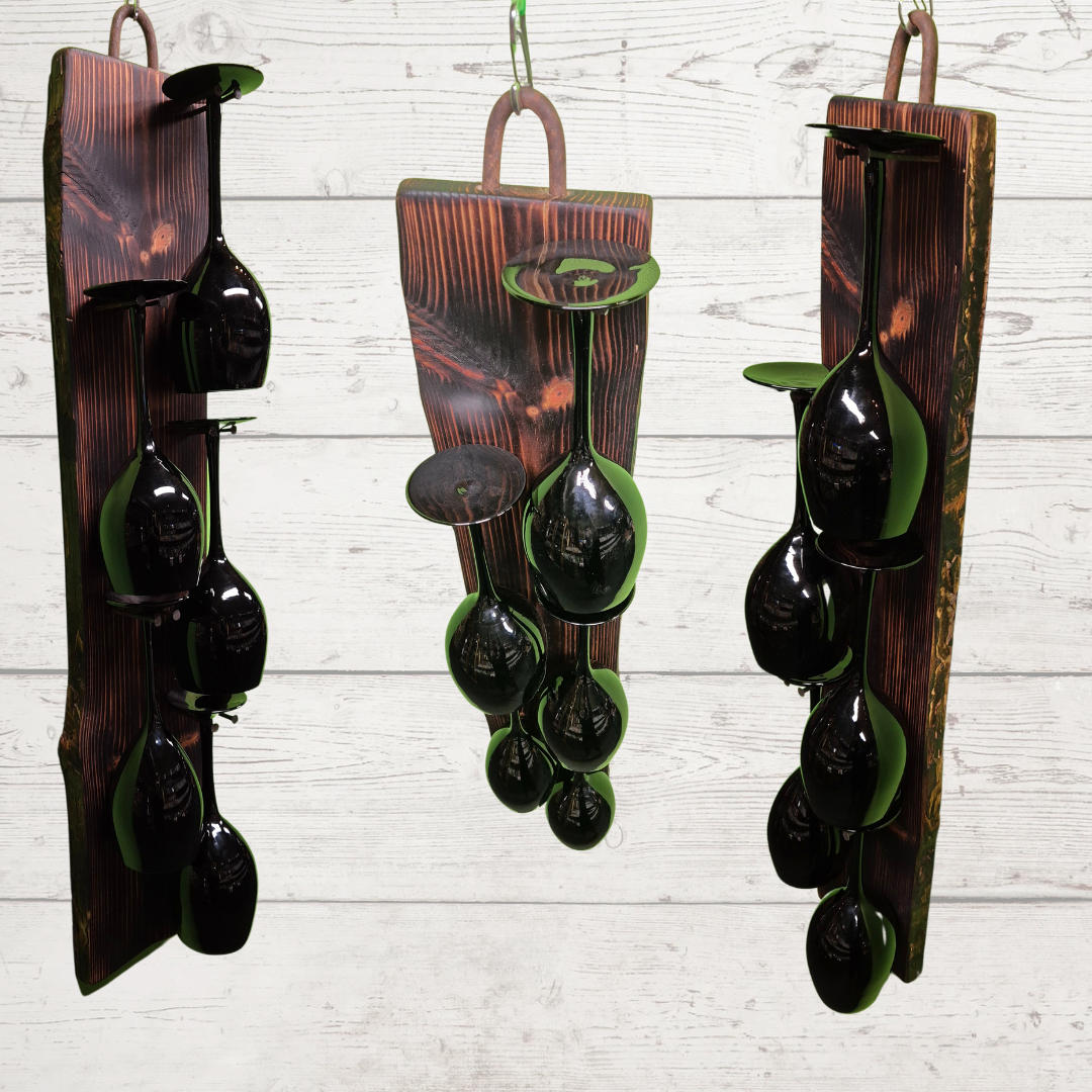 Handgjord Vinglas / Ölglashållare I Naturträ Vägghängd - Bild 2