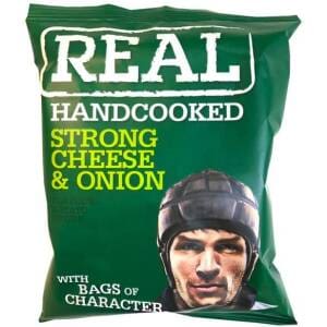 Real Hand Cooked Strong Cheese & Onion Crisps 35g