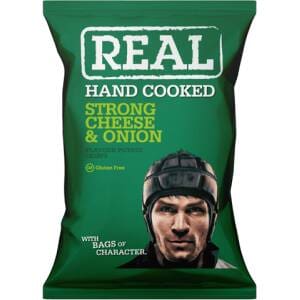 Real Hand Cooked Strong Cheese & Onion Crisps, 150g