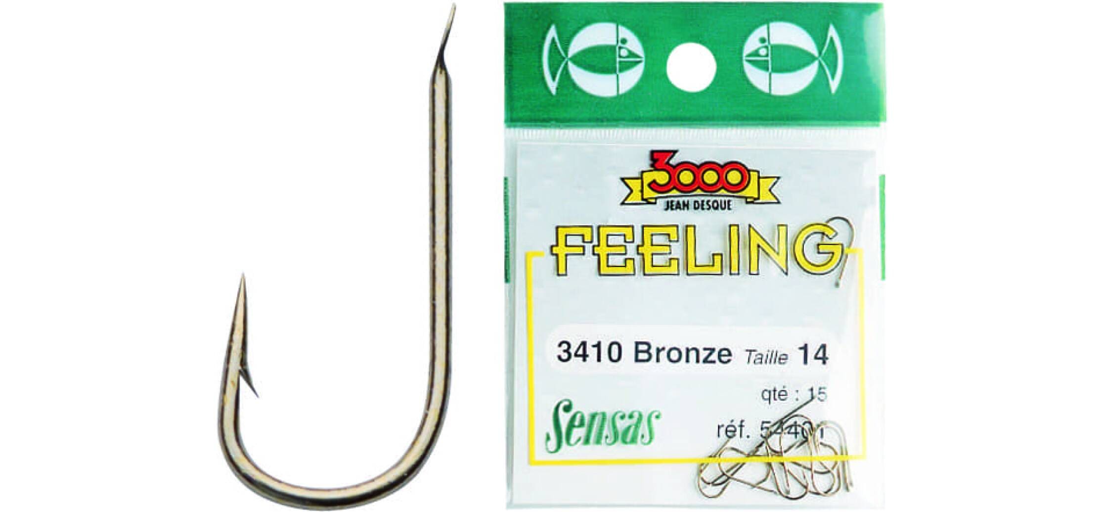 Hameçon Sensas Feeling 3410 Bronze | Bas De Ligne Pêche Poisson Blanc | Hameçon Pour Gardon Brème Tanche | Pêche Fond Eau Douce