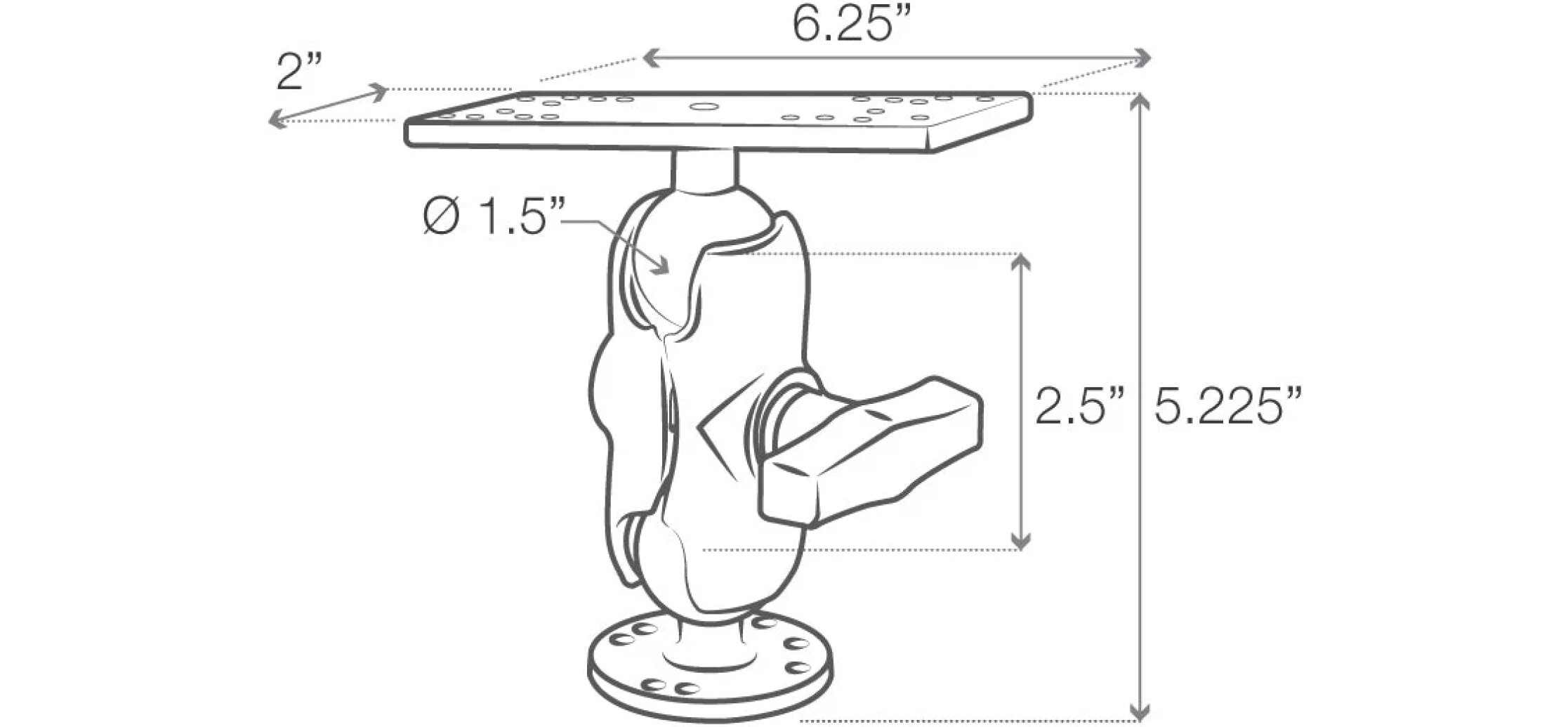 RAM® Universal Marine Electronic Mount - C Size Short - Bild 3