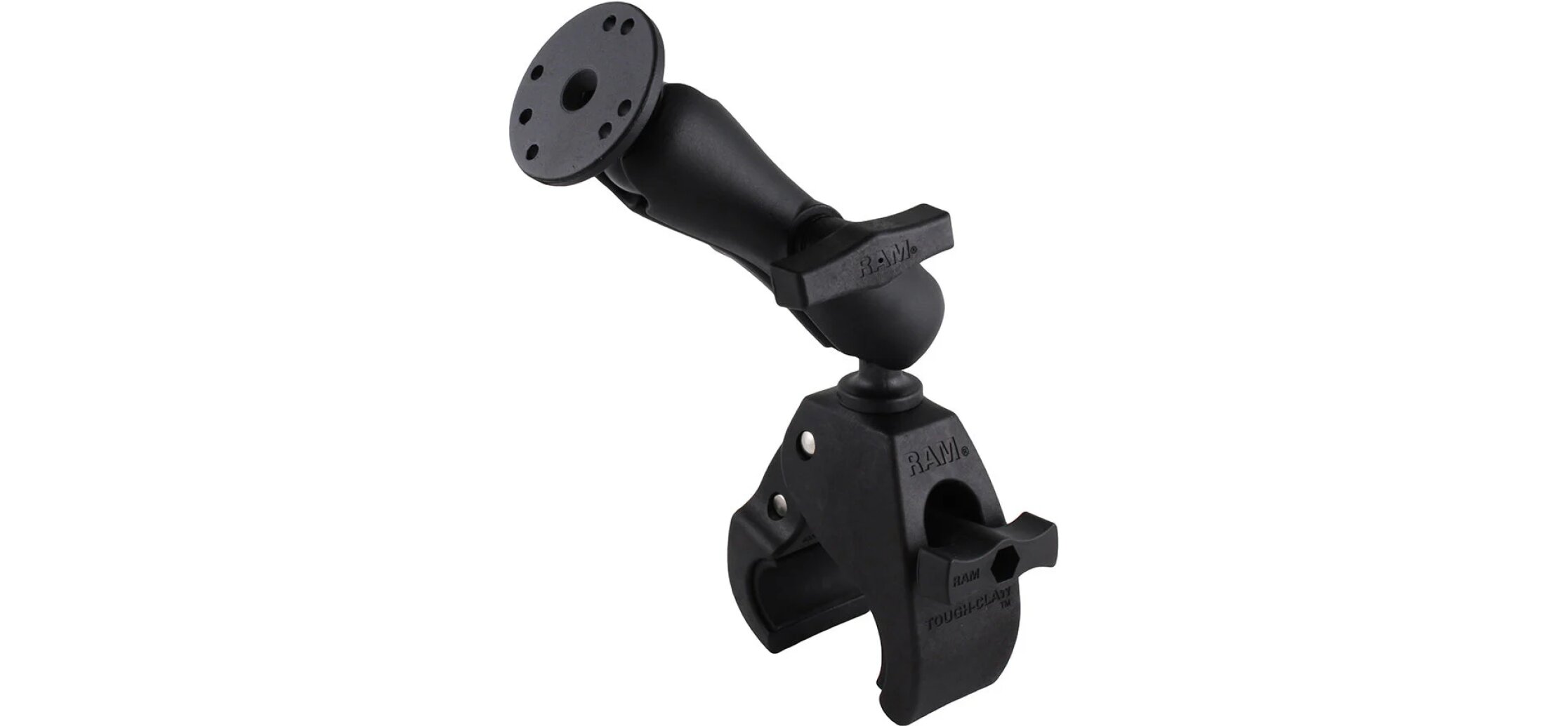 RAM® Tough-Claw™ Large Clamp Double Ball Mount with Round Plate