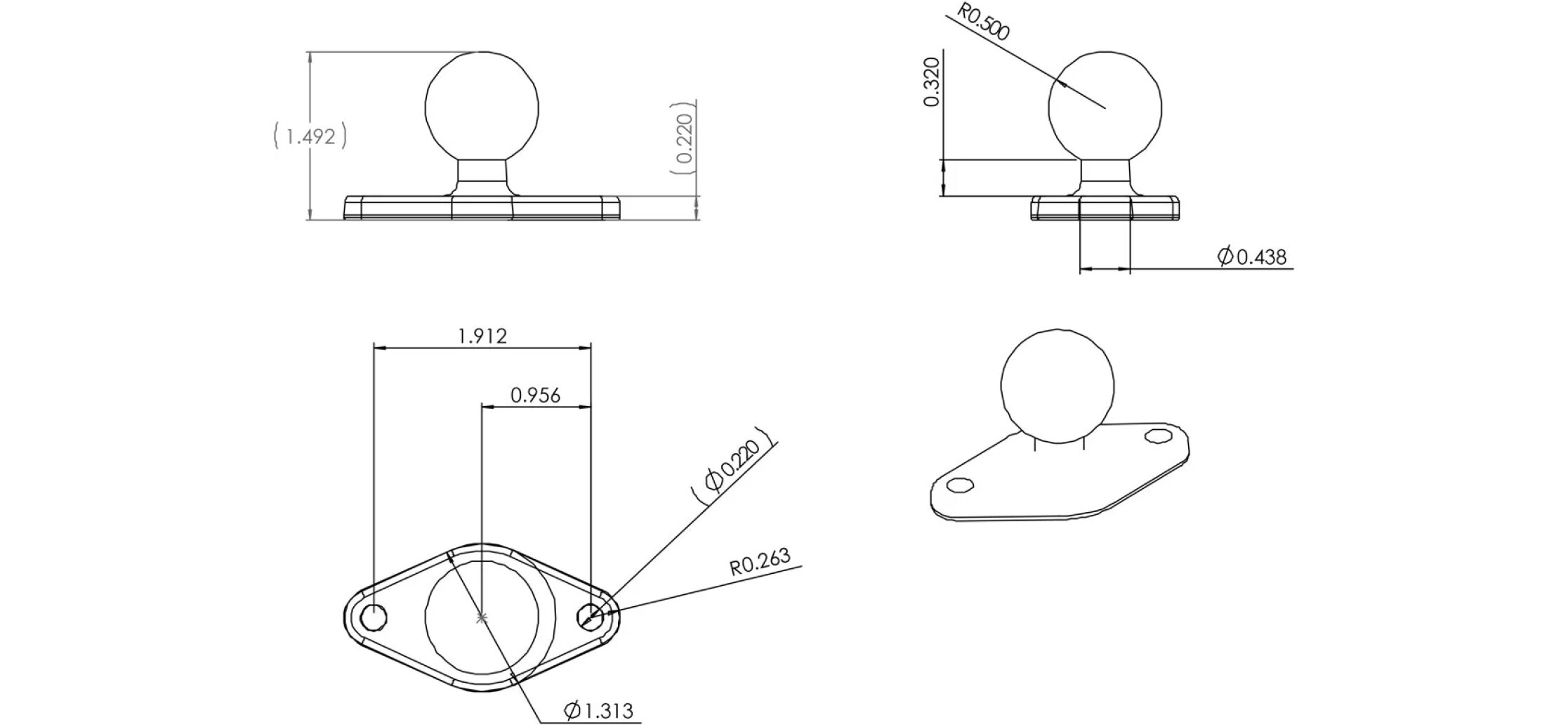 RAM® Diamond Ball Base - B Size - Bild 2