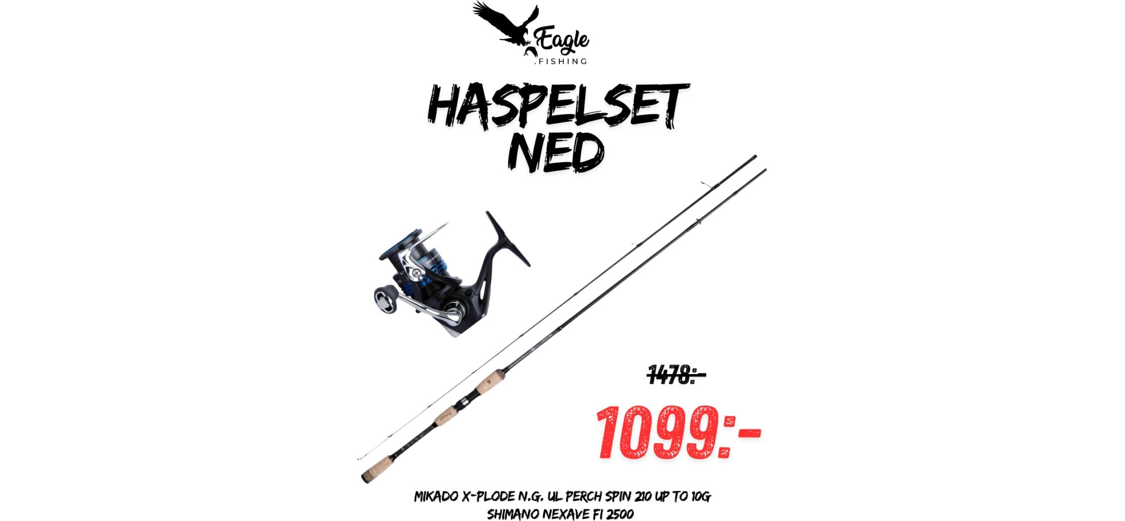 Haspelset Ned -10g - Mikado X-plode N.G. UL Perch Spin + Shimano Nexave FI 2500