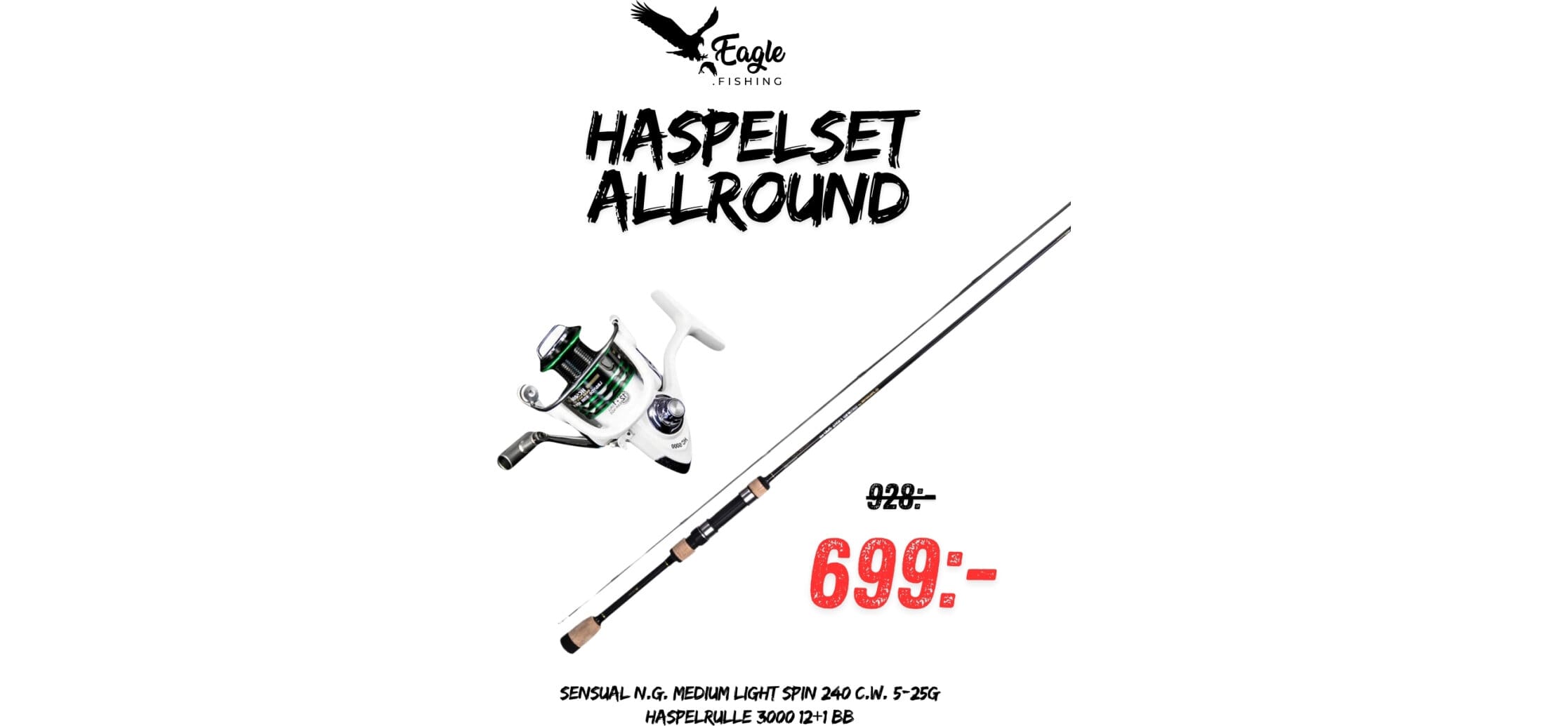 Haspelset Allround 5-25g - Haspelrulle 3000 12+1 BB & Sensual N.G. Medium Light Spin 240